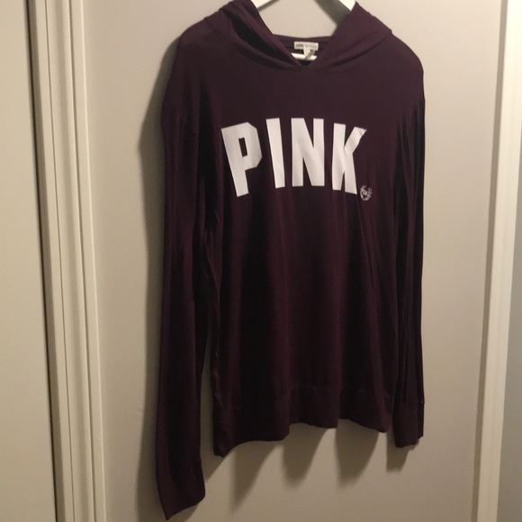 Victoria secret Pink hoodie. Cranberry color. Soft t shirt material. Size small - Picture 1 of 3